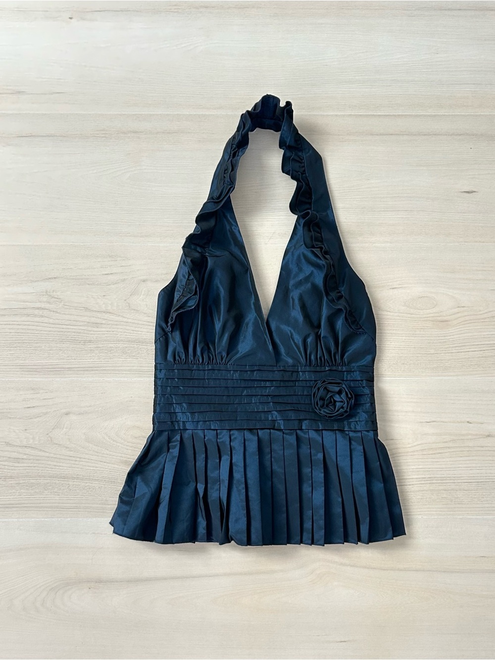 deadstock blue rosette bebe halter top